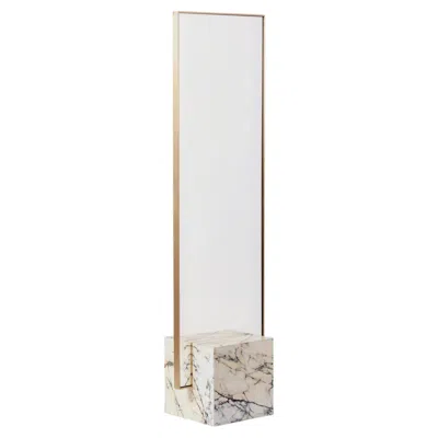 Pre-owned Slash Objects Coexist - Contemporary Paonazzo Brass Frame Frame Mirror In Gray