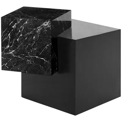 Pre-owned Slash Objects Marble And Black Steel Dark Spring Coexist Askew Side Table By