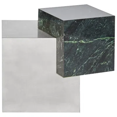 Pre-owned Slash Objects Marble And Stainless Steel Coexist Askew Side Table By  In Gray