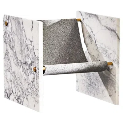 Pre-owned Slash Objects Marble, Brass, And Mohair Chair By  In Gray