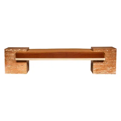 Pre-owned Slash Objects Orange Travertine, Brass, And Cognac Mohair Coexist Bench By