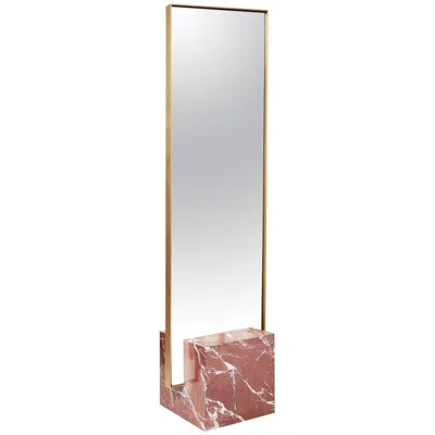 Pre-owned Slash Objects Red Jasper Marble And Brass Coexist Standing Mirror By