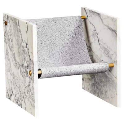 Pre-owned Slash Objects Statuary Marble & Recycled Rubber, Brushed Brass Chair, Sculptural Seating In Gray