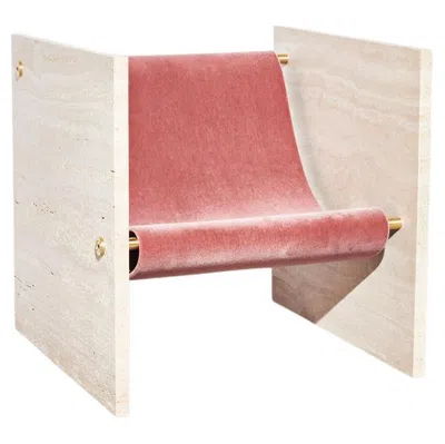 Pre-owned Slash Objects Travertine, Brass, And Mohair Chair By  In Sand