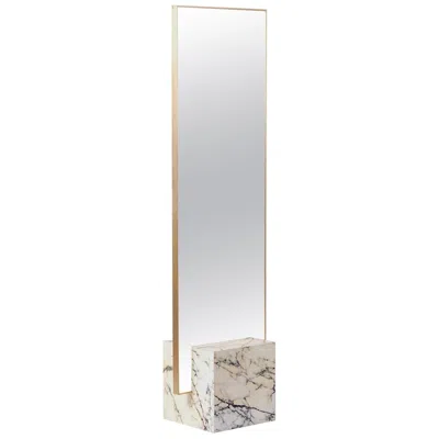 Pre-owned Slash Objects White Marble And Brass Coexist Standing Mirror By