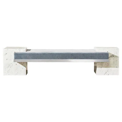 Pre-owned Slash Objects White Marble, Nickel, And Mohair Coexist Bench By
