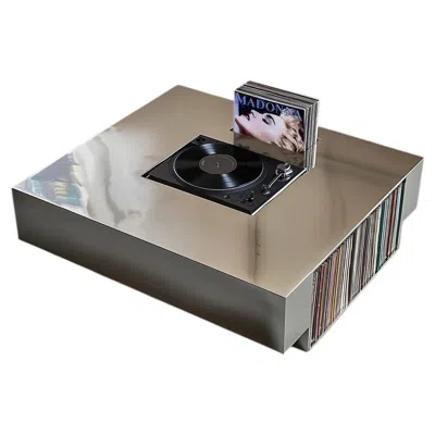 Pre-owned Slash Objects Xc-turntable Stainless Steel Coffee Table With Integrated Turntable In Gray