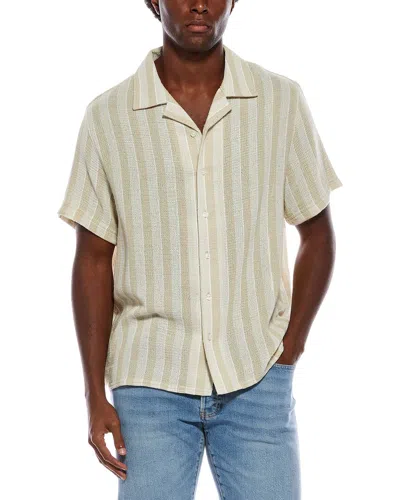 Slate & Stone Camp Collar Textured Weave Shirt In Brown