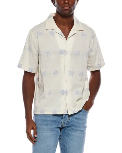 Slate & Stone Embroidered Weave Floral Shirt In White