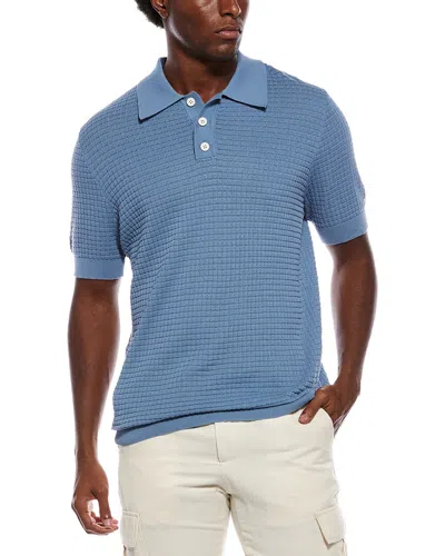 Slate & Stone Grid Stitch Polo Sweater In Blue