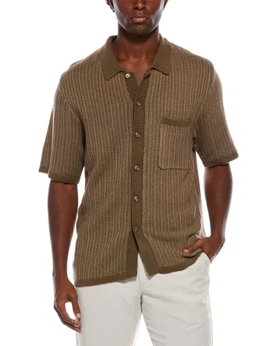 Slate & Stone Knit Wool-blend Shirt In Brown