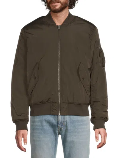 Slate & Stone Men's Solid Bomber Jacket In Dark Olive