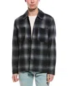Slate & Stone Plaid Wool-blend Shirt Jacket In Black