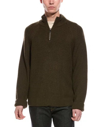 Slate & Stone Ribbed 1/4-zip Mock Neck Sweater In Green