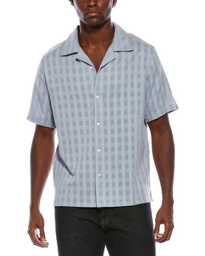Slate & Stone Textured Check Camp Collar Shirt In Blue