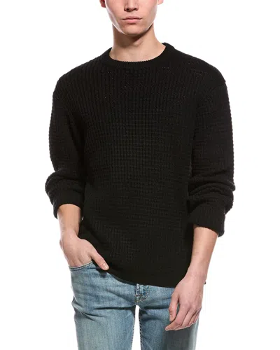 Slate & Stone Waffle Knit Wool-blend Crewneck Sweater In Black