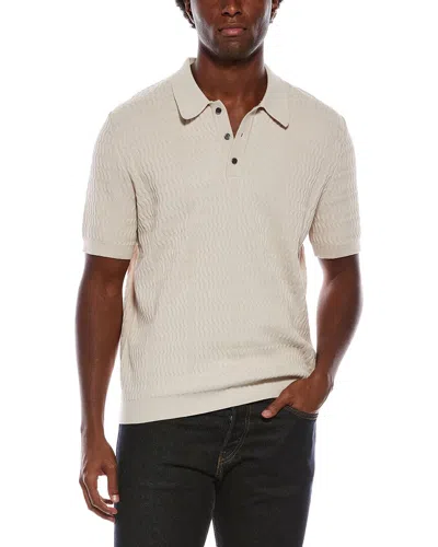 Slate & Stone Wave Knit Polo Sweater In Neutral