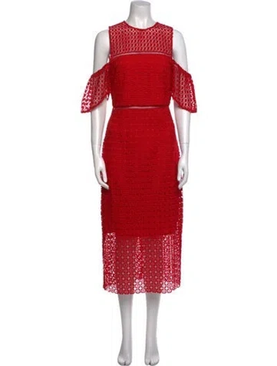 Pre-owned Slate & Willow Lace Pattern Long Dress In Red