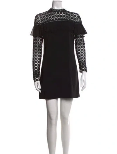 Pre-owned Slate & Willow Lace Pattern Mini Dress In Black