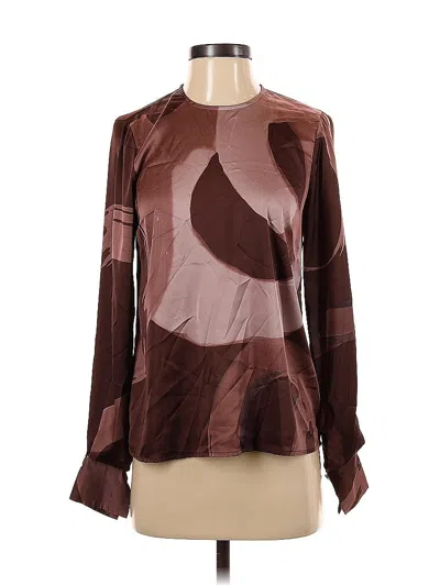 Pre-owned Slate & Willow Long Sleeve Blouse In Brown