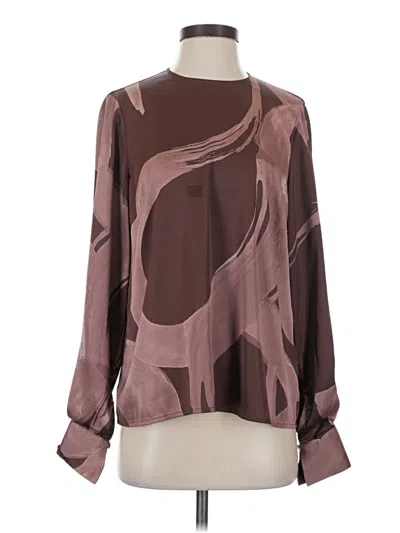 Pre-owned Slate & Willow Long Sleeve Blouse In Brown