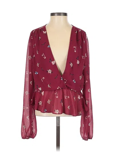 Pre-owned Slate & Willow Long Sleeve Blouse In Burgundy