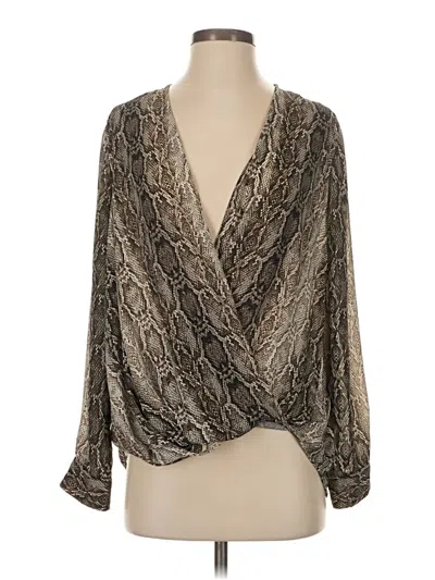 Pre-owned Slate & Willow Long Sleeve Blouse In Silver