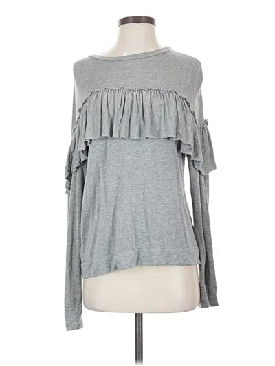 Pre-owned Slate & Willow Long Sleeve Top Gray Cold Shoulder Neckline Tops