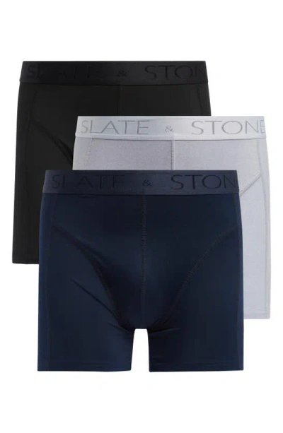 Slate & Stone 3-pack Microfiber Boxer Briefs In Blue
