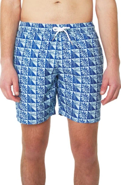 Slate & Stone Cabo Swim Trunks In Blue Checkboard