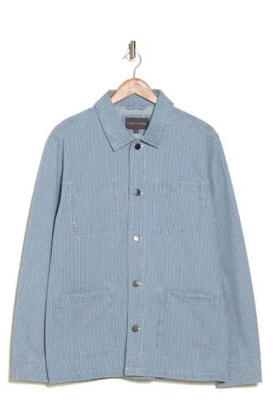 Slate & Stone Cotton Twill Chore Jacket In Blue Engineer Stripe