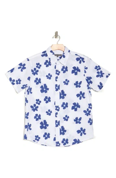 Slate & Stone Floral Short Sleeve Button-up Shirt In Blue