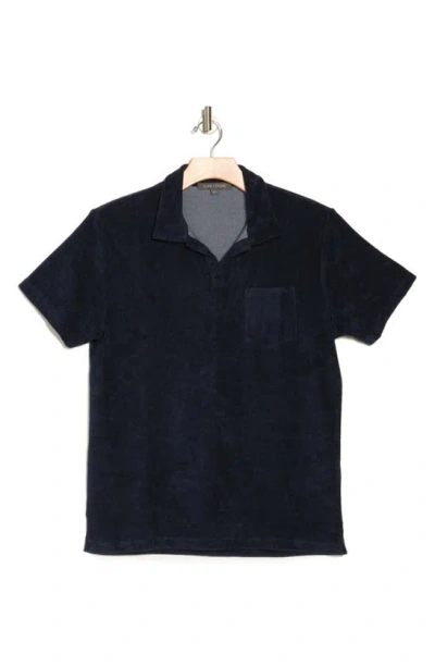 Slate & Stone Johnny Collar Terry Polo In Navy