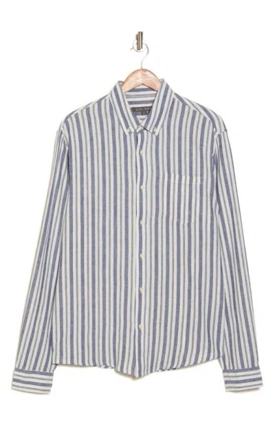 Slate & Stone Linen-blend Button-up Shirt In Blue