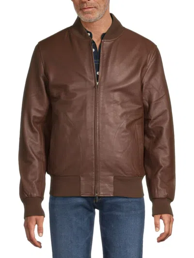 Slate & Stone Men's Baseball Collar Leather Bomber Jacket In Brown