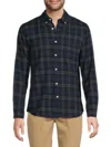 Slate & Stone Men's Button Down Flannel Shirt In Blue Gold Plaid