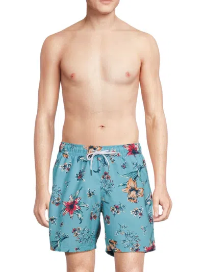Slate & Stone Men's Cabo Floral Swim Shorts In Turquoise