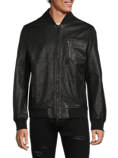 Slate & Stone Men's Leather Biker Jacket In Black
