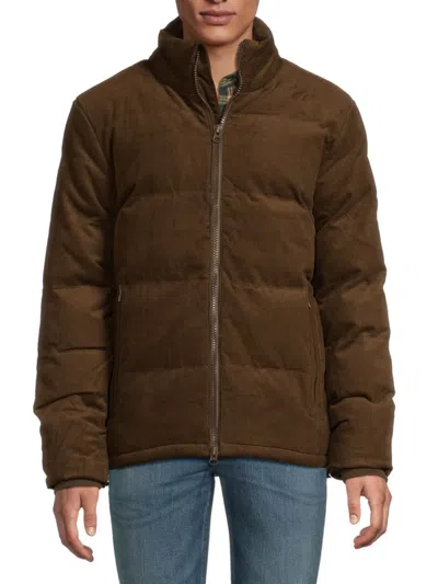 Slate & Stone Men's Padded Corduroy Puffer Jacket In Medium Brown