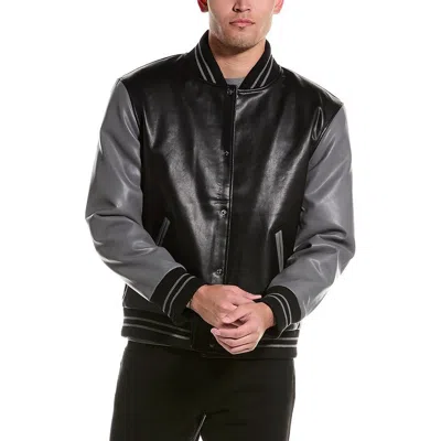 Slate & Stone Mens Contrast Trim Faux Leather Leather Jacket In Multi
