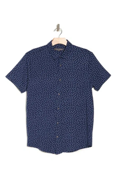 Slate & Stone Paisley Short Sleeve Knit Button-up Shirt In Brown