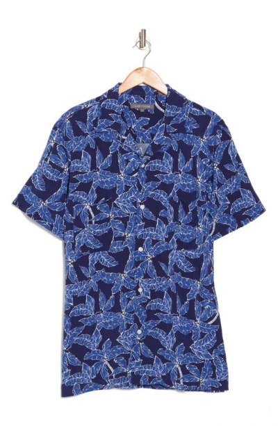 Slate & Stone Palms Camp Shirt In Navy Large Leaf