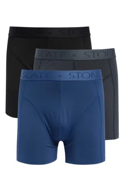 Slate & Stone 3-pack Assorted Microfiber Boxer Briefs In Blue Multi-color