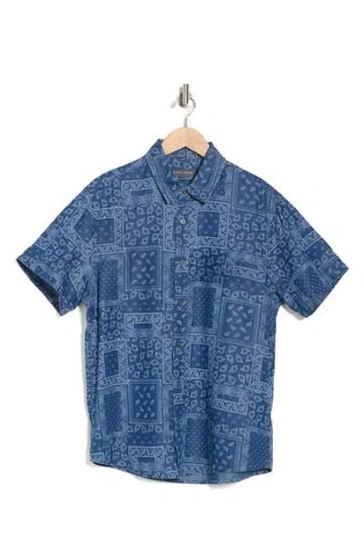 Slate & Stone Banana Print Short Sleeve Cotton & Lyocell Button-up Shirt In Indigo Bandana Print
