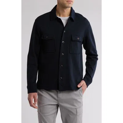 Slate & Stone French Terry Knit Overshirt In Navy