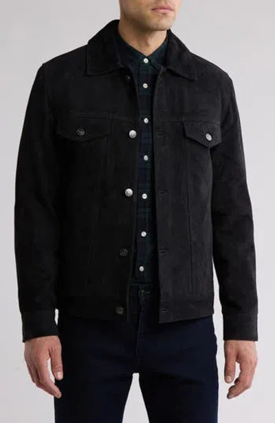 Slate & Stone Suede Trucker Jacket In Navy