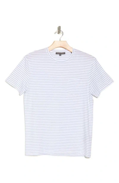 Slate & Stone Stripe Pocket T-shirt In White Pencil Stripe