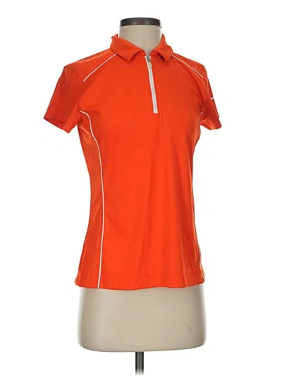 Pre-owned Slazenger Short Sleeve Top Orange Mock Neckline Tops