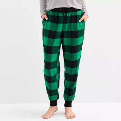 Sleep Chic Jogger Womens Flannel Pajama Pants In Green