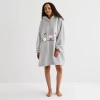 Sleep Chic One Size Fits Most Womens Fleece Hooded Long Sleeve Nightgown In Gray